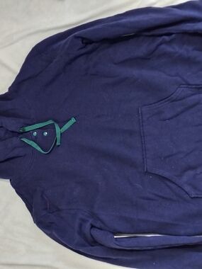 Men's Navy Crewneck Sweater with Green Trim